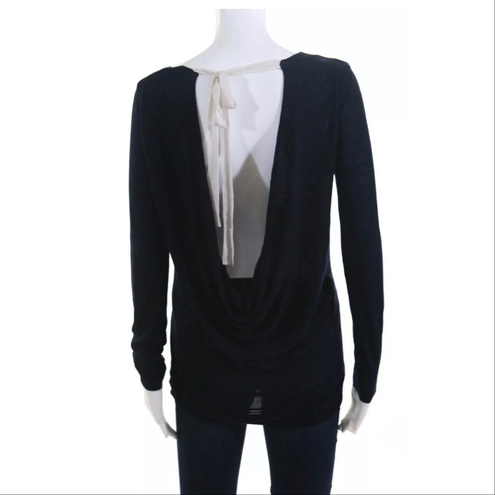Wren Cardigan Open Back Tie Neck Navy Blue Size XS